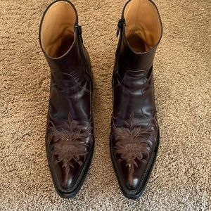 Gianni Barbato chocolate brown embroidered western booty
